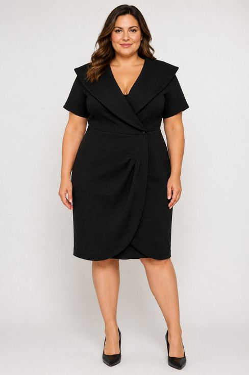Christian Siriano Dresses & Skirts - Christian Siriano Lane Bryant Dress Size 20 Black Portrait Collar Wrap Cocktail